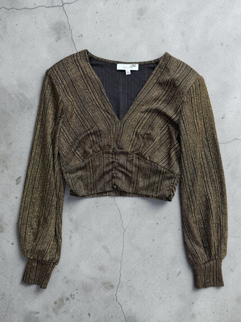 LOUNA Copper Bronze Long Sleeve Crop Top Size Small